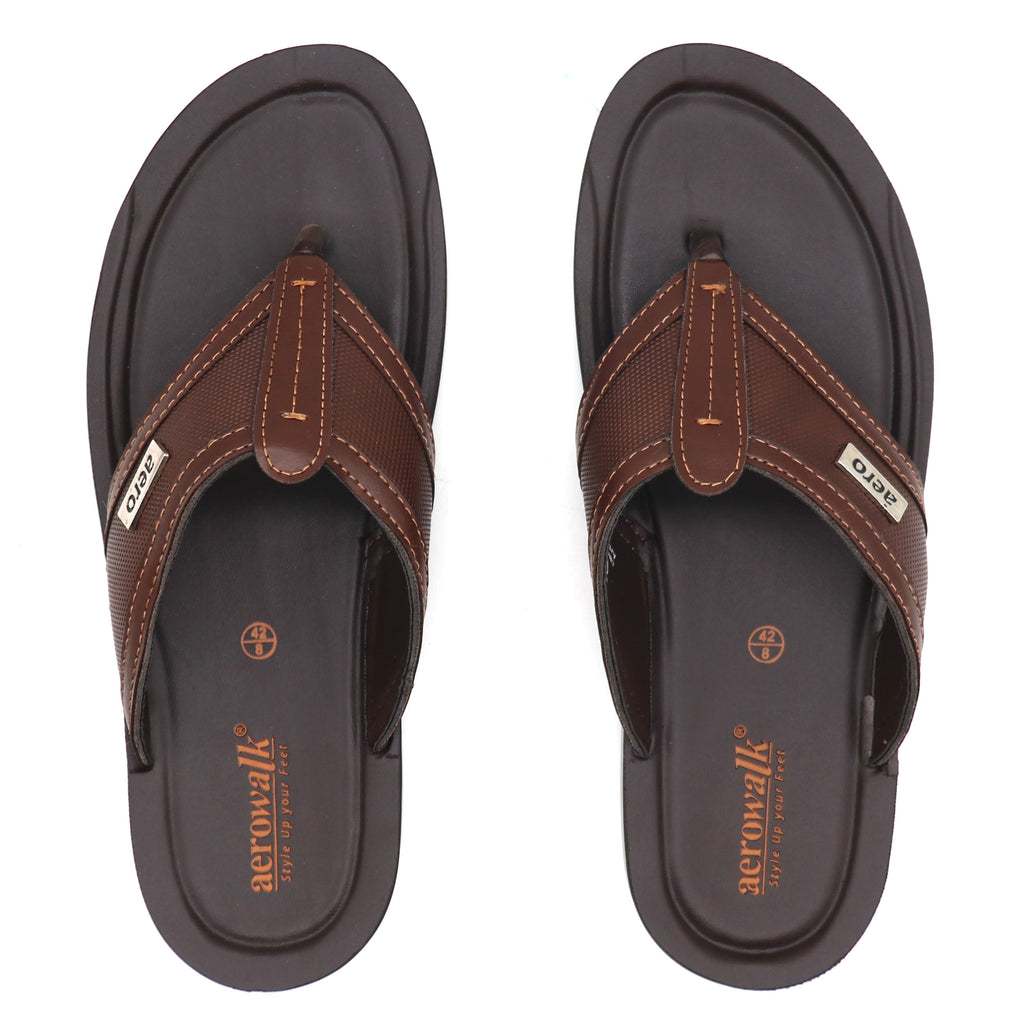 Aerowalk Men Brown Slip-On Sandal (NV21_BROWN)