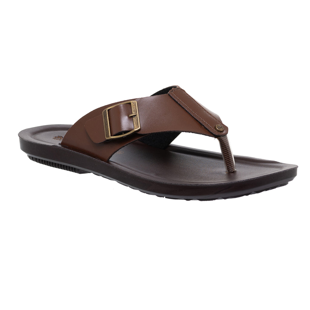 Aerowalk Men Brown V-Shape Sandal with Buckle Styling (NV22_BROWN)