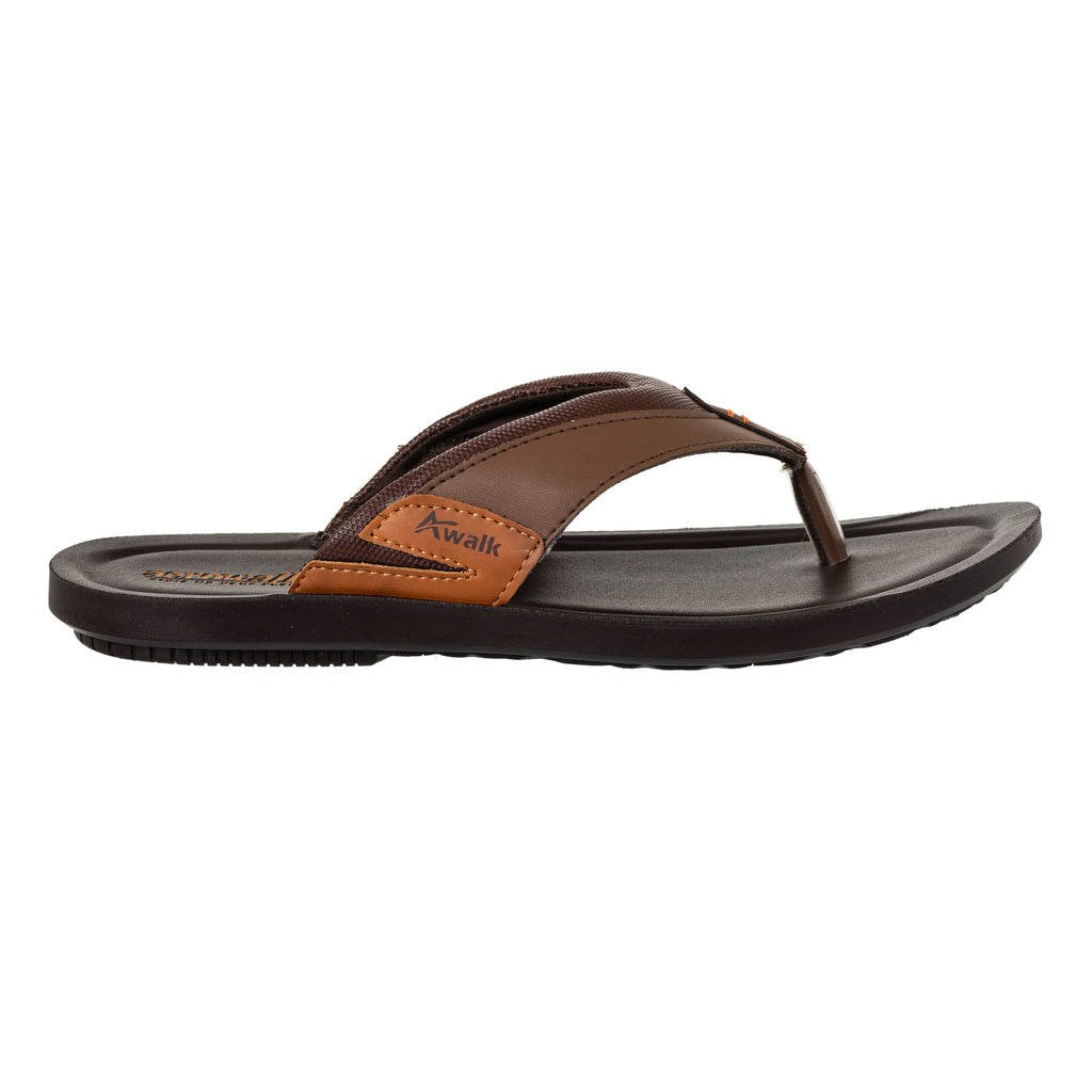 Aerowalk Men Brown Thong Style Sandal with Textured & Colorblocked Upper (NVN9_BROWN)