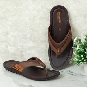 Aerowalk Men Brown Thong Style Sandal with Textured & Colorblocked Upper (NVN9_BROWN)