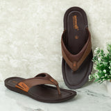 Aerowalk Men Brown Thong Style Sandal with Textured & Colorblocked Upper (NVN9_BROWN)