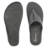 Inblu Women Black Thong Style Flat Sandal with Laser Cut Upper (PP75_BLACK)