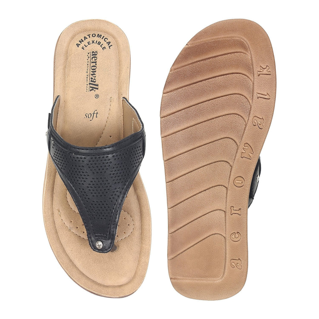 Aerowalk Women Slipper #DI13 - BLACK