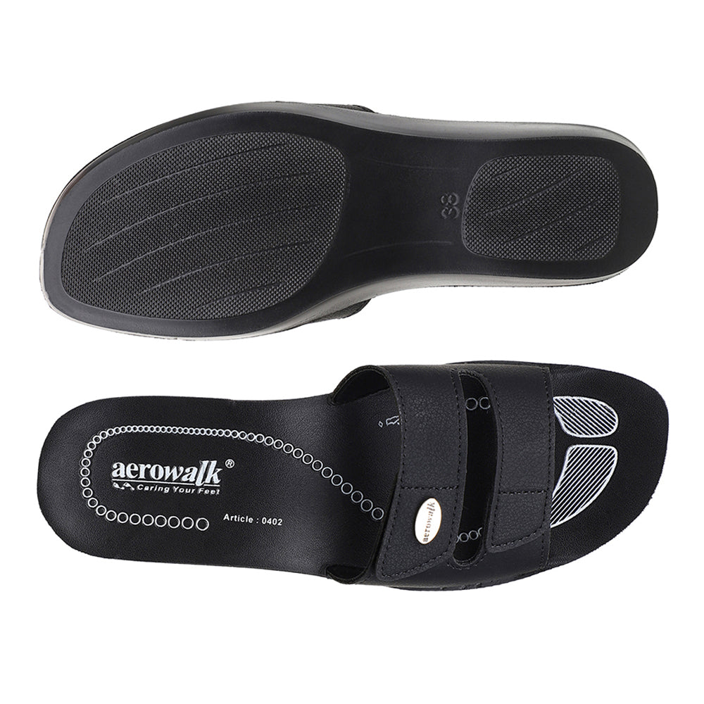 Aerowalk Women Slipper #0402 - BLACK