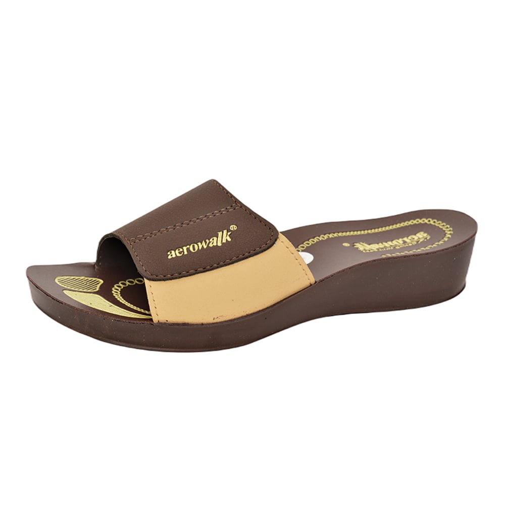 Aerowalk Women Slippers #0440 - BROWN & BEIGE
