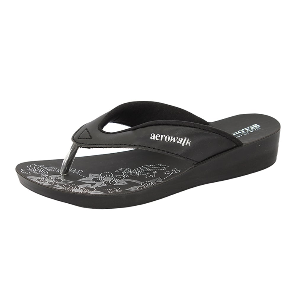 Aerowalk Women Slipper #91N1 - BLACK