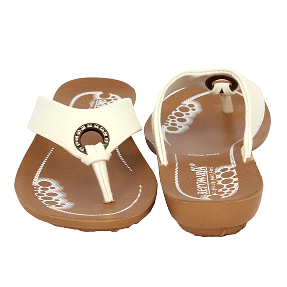 Aerowalk Women Slipper #CO32 - WHITE