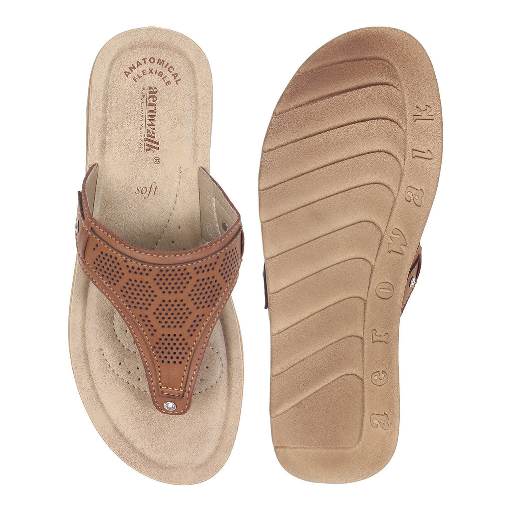 Aerowalk Women Slipper #DI13 - TAN