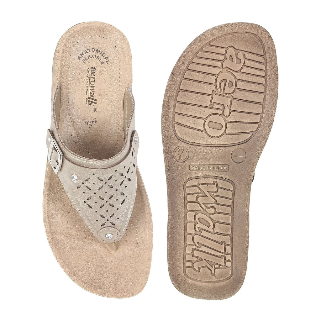 Aerowalk Women Slipper #FFC1 - GOLD