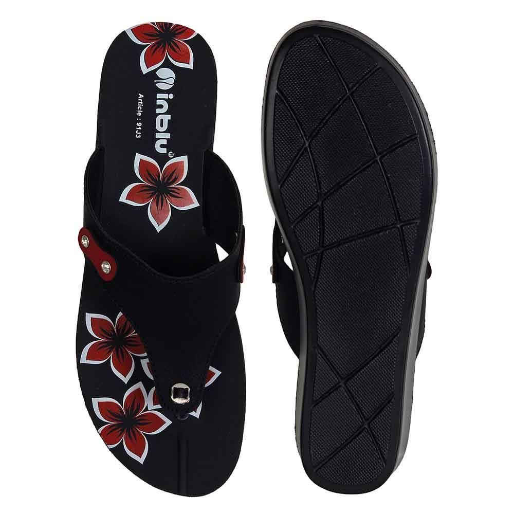 Inblu Women Slipper #91J3 - BLACK & RED