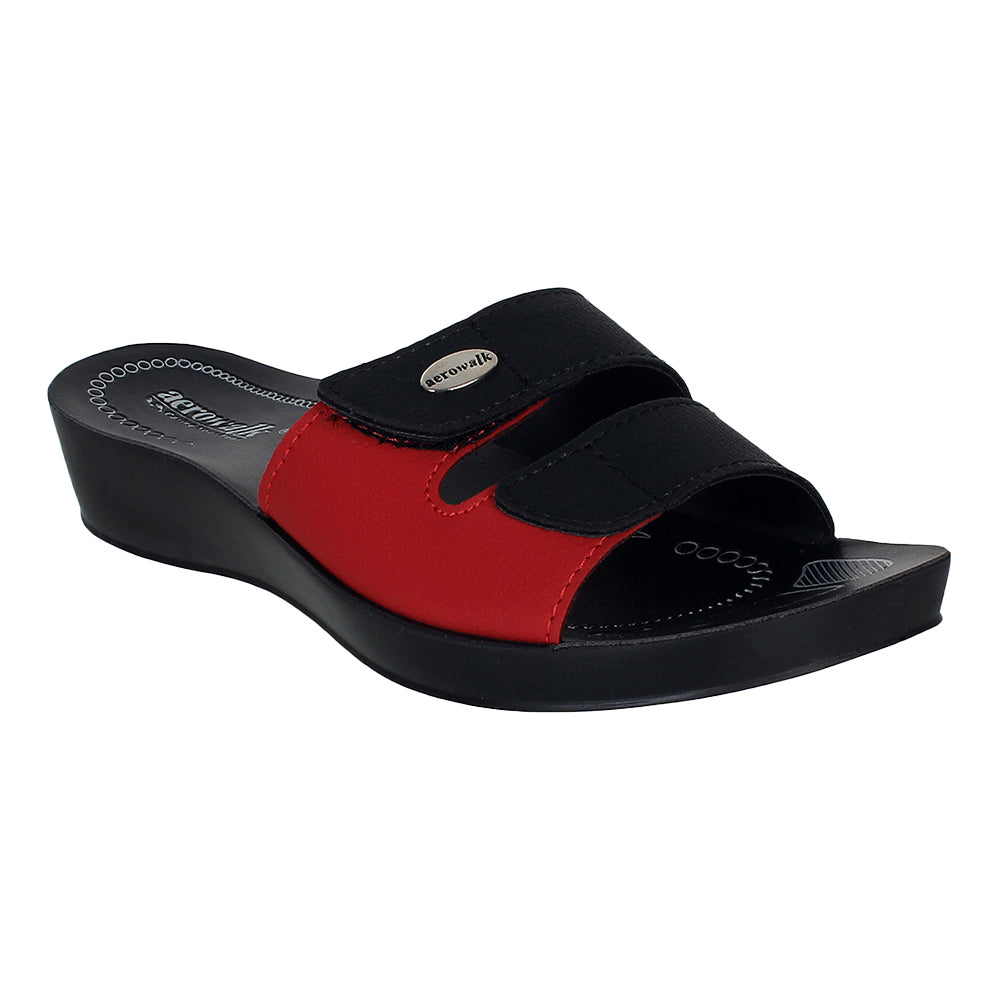 Aerowalk Women Slipper #0423 - BLACK & RED