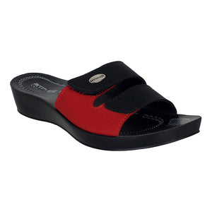 Aerowalk Women Slipper #0423 - BLACK & RED