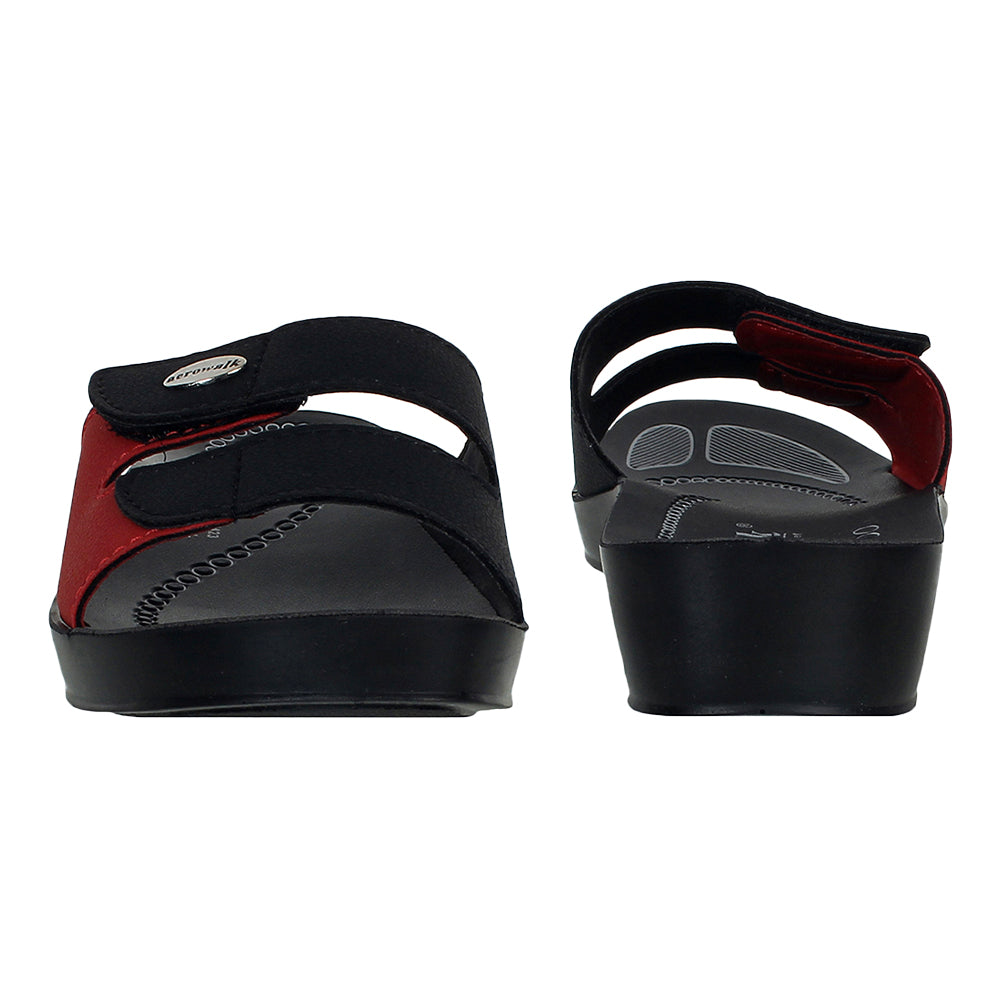 Aerowalk Women Slipper #0423 - BLACK & RED