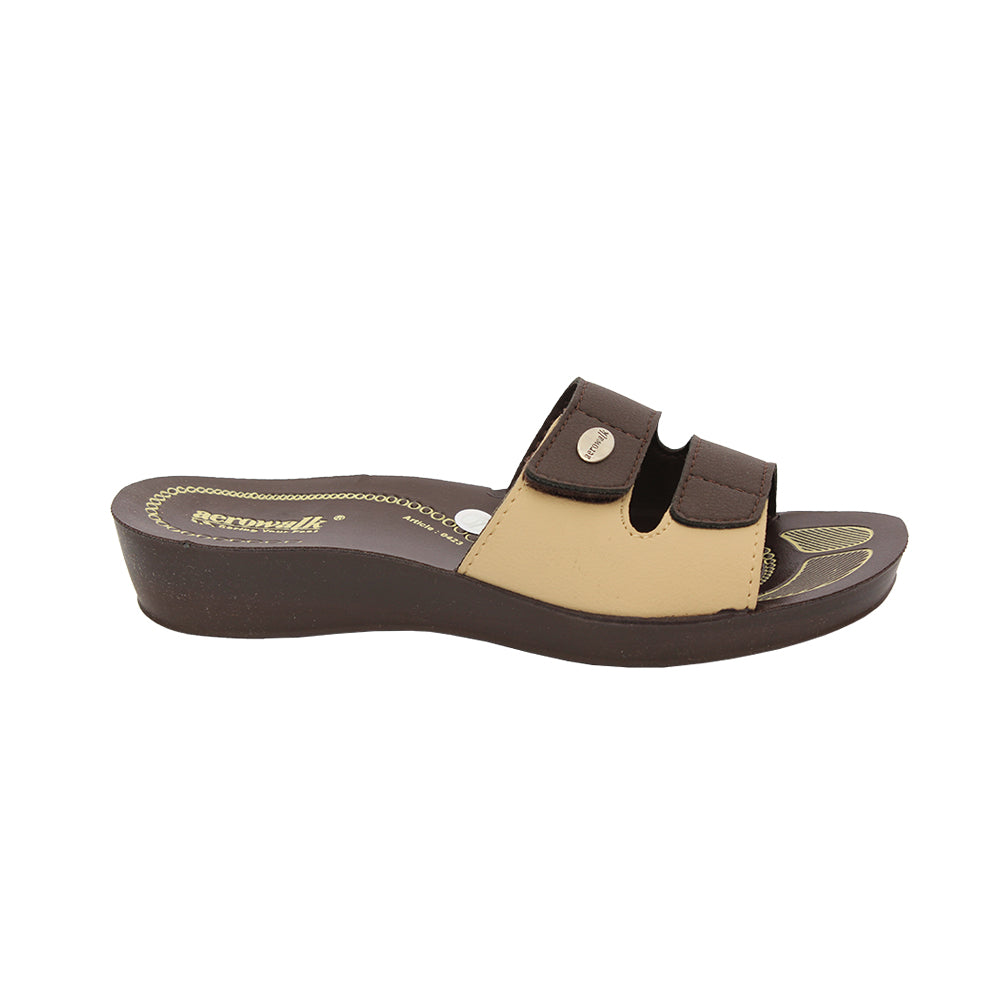 Aerowalk Women Slipper #0423 - BROWN & BEIGE