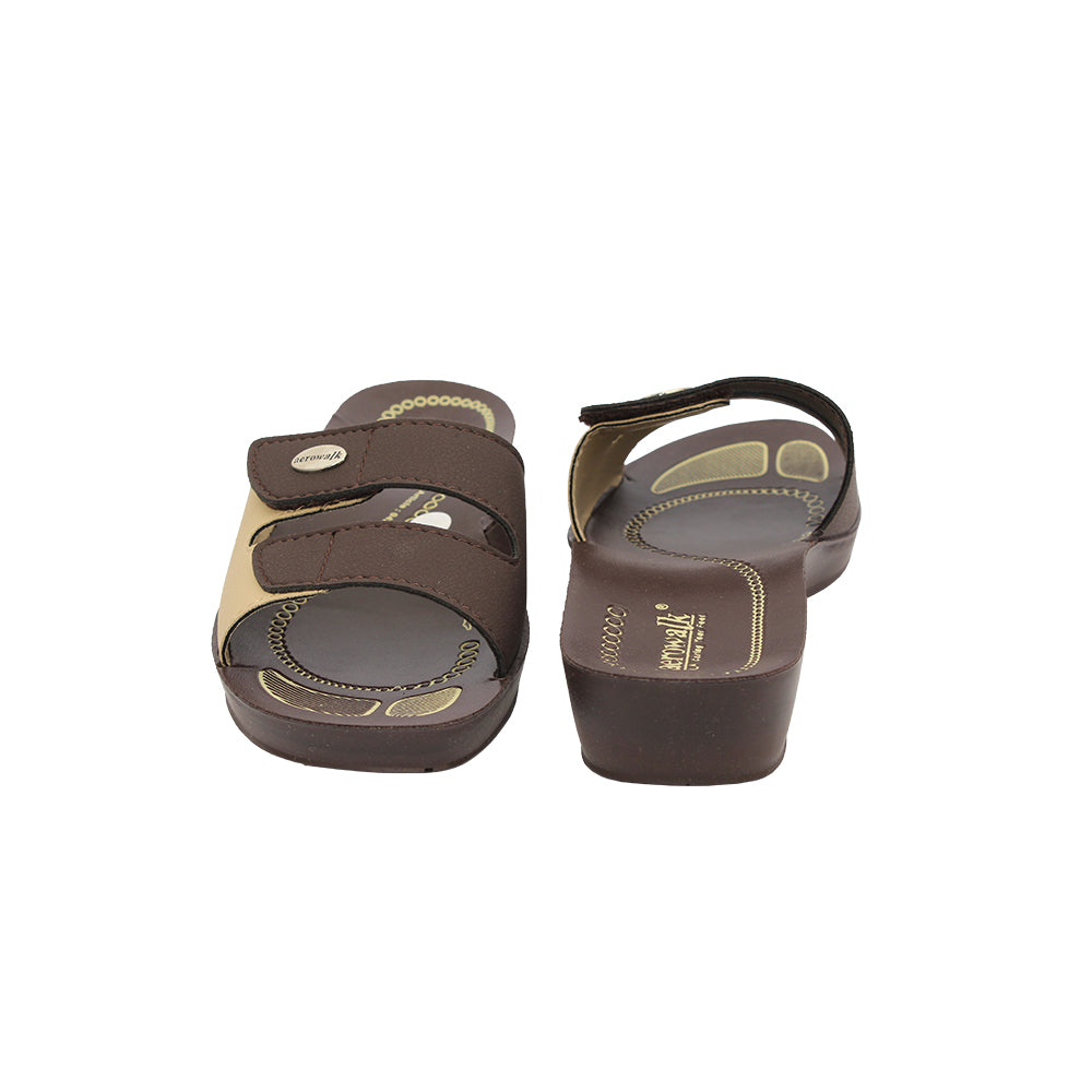 Aerowalk Women Slipper #0423 - BROWN & BEIGE