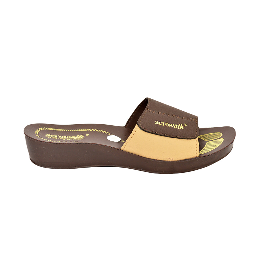 Aerowalk Women Slippers #0440 - BROWN & BEIGE