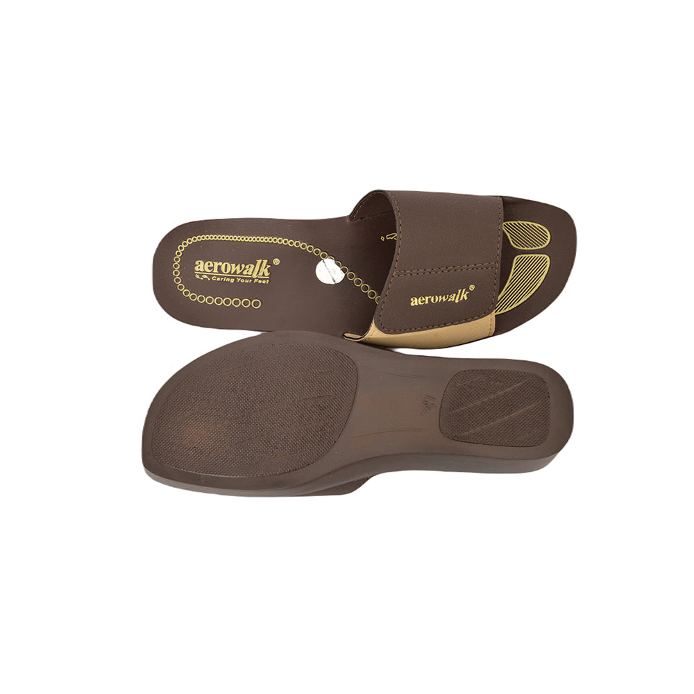 Aerowalk Women Slippers #0440 - BROWN & BEIGE