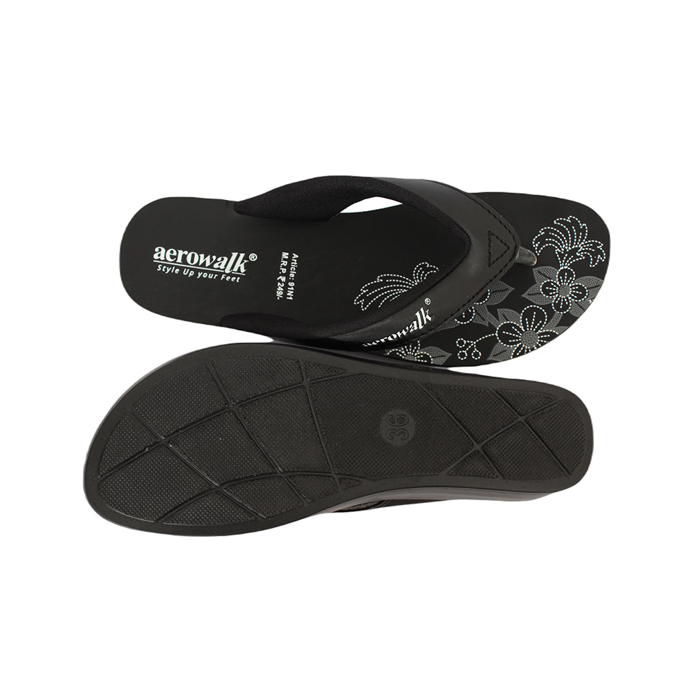 Aerowalk Women Slipper #91N1 - BLACK