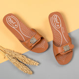 Chips Women Tan Slide Design Sandal (0720_TAN)