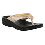 Aerowalk Women Antique Gold V-Shape Sandal with Textured Upper (0809_A.GOLD)