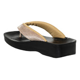 Aerowalk Women Antique Gold V-Shape Sandal with Textured Upper (0809_A.GOLD)