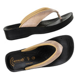 Aerowalk Women Antique Gold V-Shape Sandal with Textured Upper (0809_A.GOLD)