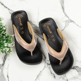 Aerowalk Women Antique Gold V-Shape Sandal with Textured Upper (0809_A.GOLD)