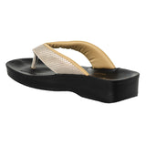 Aerowalk Women Gold V-Shape Sandal with Textured Upper (0809_GOLD)