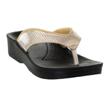 Aerowalk Women Gold V-Shape Sandal with Textured Upper (0809_GOLD)