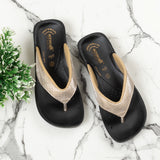 Aerowalk Women Gold V-Shape Sandal with Textured Upper (0809_GOLD)