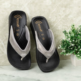 Aerowalk Women Grey V-Shape Sandal with Textured Upper (0809_GREY)