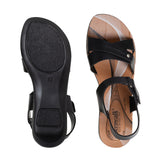 Aerowalk Women Black Flat Sandal (11D2_BLACK)