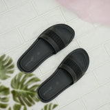 Aerowalk Men Black Slide Design Sandal with Slip-on Closure (6344_BLACK)