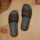 Aerowalk Men Brown Slide Design Sandal with Slip-on Closure (6344_BROWN)