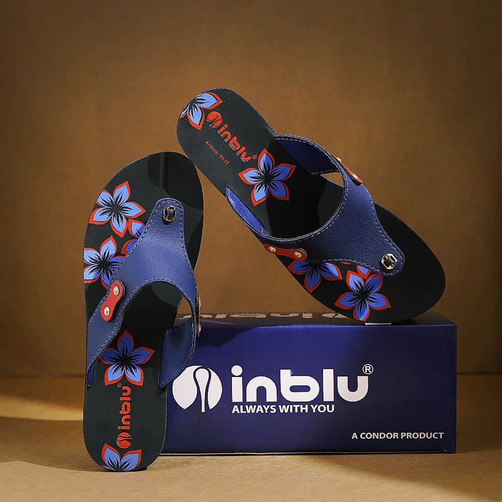 Inblu Women Slipper #91J3 - BLUE & RED