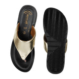 Aerowalk Women Gold Thong Style Flat Sandal with Glossy Upper (9226_GOLD)