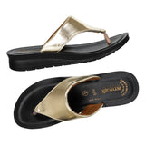 Aerowalk Women Gold Thong Style Flat Sandal with Glossy Upper (9226_GOLD)