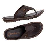 Inblu Men Brown Thong Style Flip-Flop with Textured Upper (AP75_BROWN)