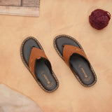 Inblu Men Tan Thong Style Flip-Flop with Textured Upper (AP75_TAN)