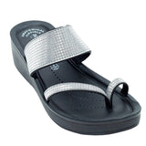 Aerowalk Women Gun Metal Toe Ring Sandal with Textured Upper (AT03_G.METAL)