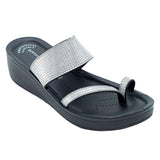Aerowalk Women Gun Metal Toe Ring Sandal with Textured Upper (AT03_G.METAL)