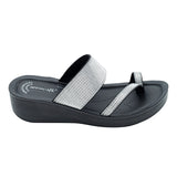 Aerowalk Women Gun Metal Toe Ring Sandal with Textured Upper (AT03_G.METAL)