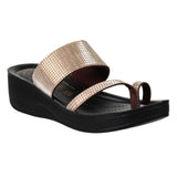 Aerowalk Women Antique Gold Toe Ring Sandal with Textured Upper (AT03_A.GOLD)