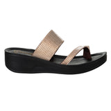 Aerowalk Women Antique Gold Toe Ring Sandal with Textured Upper (AT03_A.GOLD)
