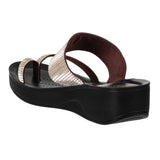 Aerowalk Women Antique Gold Toe Ring Sandal with Textured Upper (AT03_A.GOLD)