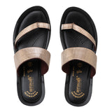 Aerowalk Women Antique Gold Toe Ring Sandal with Textured Upper (AT03_A.GOLD)