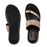 Aerowalk Women Antique Gold Toe Ring Sandal with Textured Upper (AT03_A.GOLD)