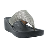 Aerowalk Women Gunmetal Thong Style Sandal with Textured Upper & Slip-on Closure (AT04_G.METAL)