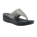 Aerowalk Women Gunmetal Thong Style Sandal with Textured Upper & Slip-on Closure (AT04_G.METAL)