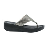 Aerowalk Women Gunmetal Thong Style Sandal with Textured Upper & Slip-on Closure (AT04_G.METAL)